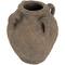 12" Dark Brown Ceramic Handmade Textured Vase with 4 Handles